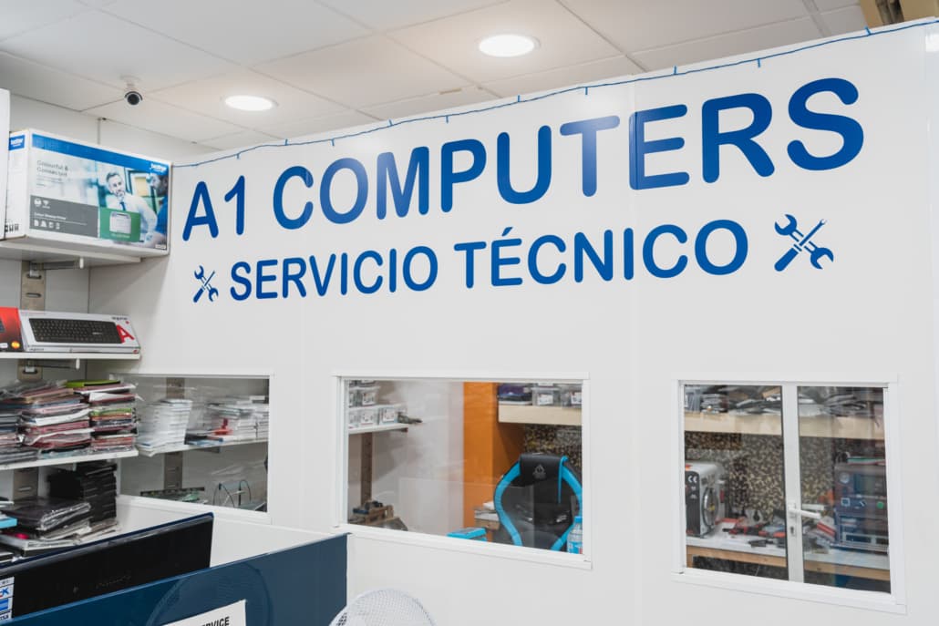 A1 Servicio Técnico — workshop windows, CC San Eugenio Costa Adeje